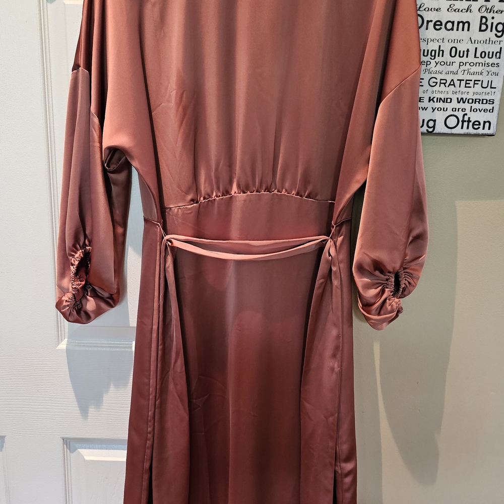 H&M Satin Midi Dress in Dusty Rose